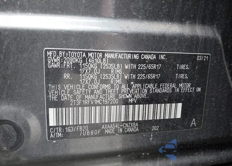 2021 Toyota Rav4 Le z USA, uszkodzony, nr VIN 2T3F1RFV1MC197200